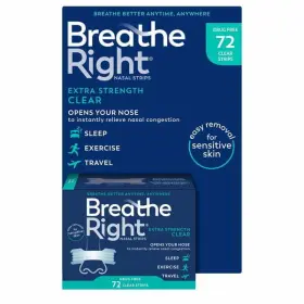 Breathe Right 100143650138 Extra Strength Nasal Strips Clear 72 Count