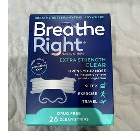 Breathe Right 1909667 Extra Strength Clear Nasal Strips 26 Count One Size Fits Most