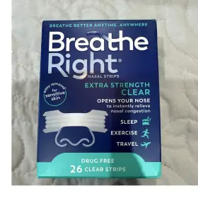 1909667 Breathe Right Extra Strength Clear Nasal Strips 26 Count One Size Fits Most