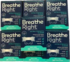 213206 Breathe Right 182 Nasal Strips Extra Strength Clear Sensitive Skin 7 Boxes