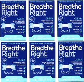 401b Breathe Right Nasal Strips Clear For Sensitive Skin Large 30 Each Packs Of 6