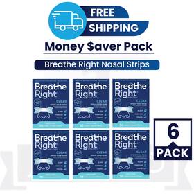 Breathe Right 757145006618 Nasal Strips Clear For Sensitive Skin Large Pack Of 6