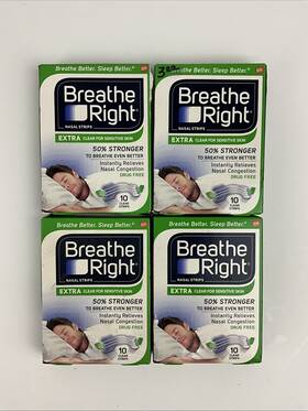 Breathe Right 757145241859 4 Extra Clear For Sensitive Skin 10 Strips Each