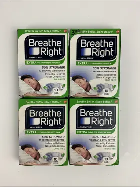 Breathe Right 757145241859 4 Extra Clear For Sensitive Skin 10 Strips Each