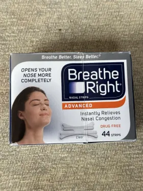 Breathe Right 757145247400 Advanced Nasal Strips 22 Count Clear Opened Box