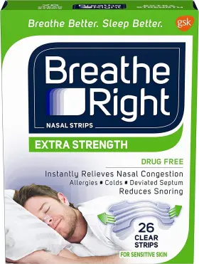 Breathe Right 757145257249 Extra Strength Clear Drug-free Nasal Strips For Congestion 78 Count