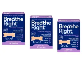 Breathe Right 757145257812 Calming Lavender Scented Drug Free Nasal Strips For Congestion Relief 26 C