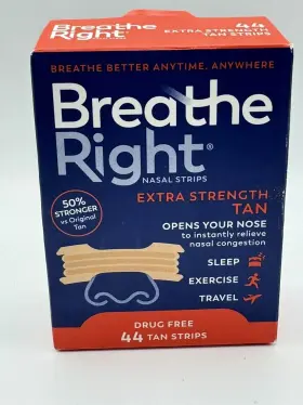 2028 Breathe Right 757145404117 44 Nasal Strips Extra Strength Tan 1 X Count Box Exp