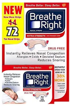 Breathe Right 757145404131 Extra Strength Tan Nasal Strips 2x72 Exp 12/28