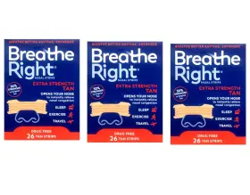 Breathe Right 780116960145 Extra Strength Clear Drug-free Nasal Strips For Congestion 26 Count - Pack