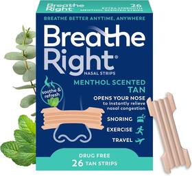 Breathe Right 801260 Extra Strength Nasal Strips Menthol Scented Drug Free Tan