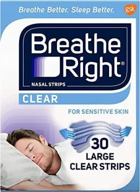 Breathe Right 802693937737 Nasal Strips Clear For Sensitive Skin Large 30 Each