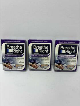 Breathe Right 810071800009 Lot Of 3 - Nasal Strips 10 Ct Each -lavender Scented Exp 8/31/2024