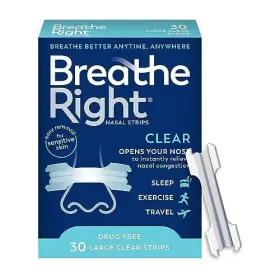 Breathe Right 810071800054 Nasal Strips Clear Large 30ct Packaging May Vary