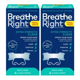 Breathe Right 810071801396 Clear Drug-free Nasal Strips 4ct Travel Size Lot Of 2