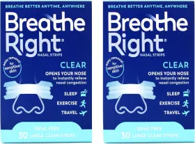 9079232 Breathe Right Nasal Strips Clear Large - 30 Strips-2 Count 2- Pack