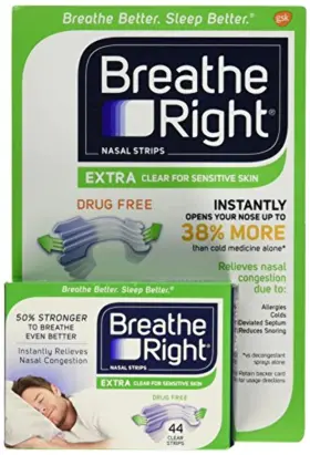 909970 Breathe Right Extra Clear Nasal Strips 44 Ct Snoring Relief And Better Sleep