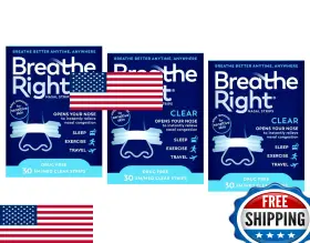 B00gvgw0fa Breathe Right Nasal Strips Small/medium Clear 30 Count - 3 Pack