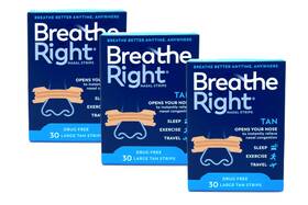 Breathe Right B01m5bxbvo Original Large Tan Nasal Strips 30 Count Pack Of 3