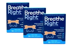 B01m5bxbvo Breathe Right Original Large Tan Nasal Strips 30 Count Pack Of 3