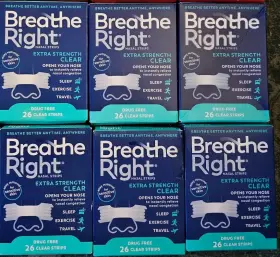 Brr-80001 Breathe Right Extra Strength Clear Nasal Strips 6 26 Count Lot Of 156