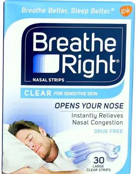 Glc3024-m Breathe Right Nasal Strips Clear For Sensitive Skin Large Drug-free 30 Ct 6 Pack