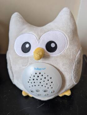 Buzbi 060530200009 Bubzi Baby Sound Machine Portable Owl Soother Plush Night Light Projector Tested