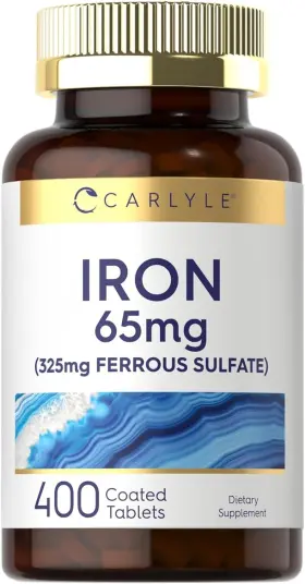 Cl17981 Carlyle Iron Ferrous Sulfate 365mg 65 Mg 400 Tablets Non-gmo Gluten