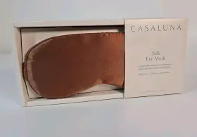 Casaluna 191908139401 New Luxuriously Soft 100% Silk Eye Mask -brown Rust 8.5 Inch X 3.5