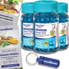 Choice Bundle Equate 642135355862 Max Strength Sleep Aid 50mg Dph 3pk 300ct Softgels Bonus Guide And Case