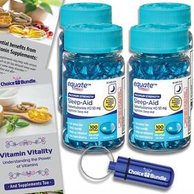 Choice Bundle Equate 642135355879 Max Strength Sleep Aid 50mg Dph 4pk 400ct Softgels Bonus Guide And Case