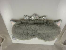 Claires 69265-7 Grey Cat Tiara Crown Beauty Eye Mask Sleep Light Out Eyes Soft