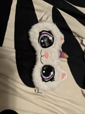91141-2 Claires Unicorn White Pink Gold Green Beauty Eye Mask Sleep Light Out Eyes Soft