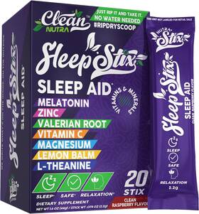 Clean Nutraceuticals 744110329834 Sleep Aid Melatonin Powder Sticks Stress Relief Blend 20 Ct