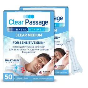 Clear Passage 017276237351 Nasal Strips Medium 100ct Sleep Aid Snoring Congestion Relief Cold And All