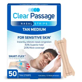 Clear Passage 017276238549 Nasal Strips Small To Medium Tan 50 Count Works Instantly Improve Slee