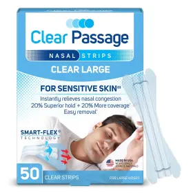 Clear Passage 017276239836 Nasal Strips Large 50 Ct Works Instantly To Improve Sleep Reduce S