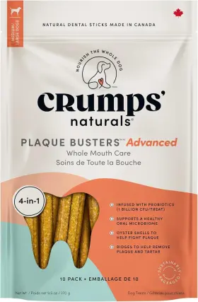 Crumps Naturals 835302004544 Crumpsft Plaque Busters Advanced - Whole Mouth Care Dental Sticks 9.5oz