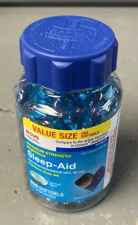 2027 Cvs 050428139493 Max Strength Nighttime Sleep Aid 50mg Diphenhydramine 200 Soft Gels - Exp.