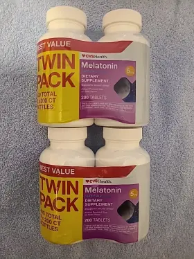 Cvs 050428329696 2 Health Twin Pack Melatonin Sleep Aid 5mg 200 Tamblets Each Exp 4/26