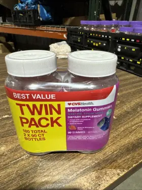 Cvs 050428533734 Health Twin Pack Melatonin Gummies 10mg Strawberry 90ct Each Exp 4/2025