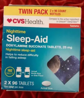 Cvs 050428604786 Twin Pack Nighttime Sleep Aid 25mg 2 X 96 Count Bottles. Total 192 Tablets