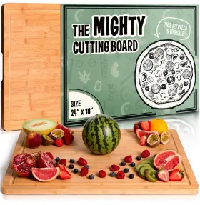 Gl003 Denoffi Large Cutting Board For Kitchens 24 X 18 By Grizzly Living - Heavy Duty Bambo
