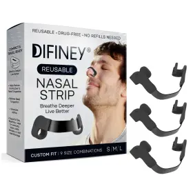 Difiney 810196996458 Reusable Nasal Strips For Breathing Snoring Support Max Black