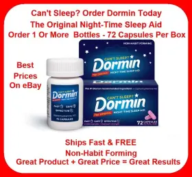 Dormin 030103722547 Sleep Aid Fast Safe Effective - 1-30 Bottles 72 Caps Per Box Exp 9-27
