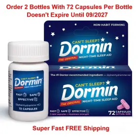 18933 Dormin Nighttime Sleep Aid Fast Safe Effective Relief Original 72 Ct Pack Of 2