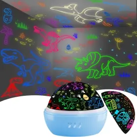 Dqmoon 761127151241 Night Light For Kids Dino And Car 2 In 1 Blue