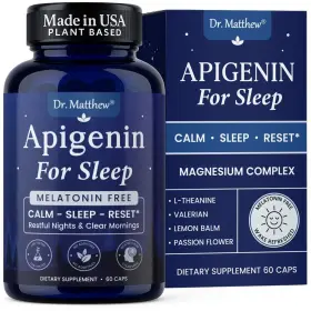 Dr. Matthew 850026085167 Apigenin Supplement For Sleep. Best Natural Sleep Aid 60 Count Pack Of 1