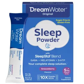 20210.72.1.1 Dream Water Sleep Powder - Sugar-free Gaba Melatonin 5-htp Snoozeberry 10 Pack