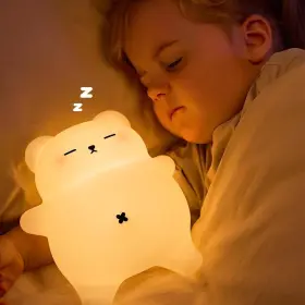A070 Dreaming My Dream Sweet Sleeping And Soothing Snoring White Noise Silicone Bear Kids Night Light